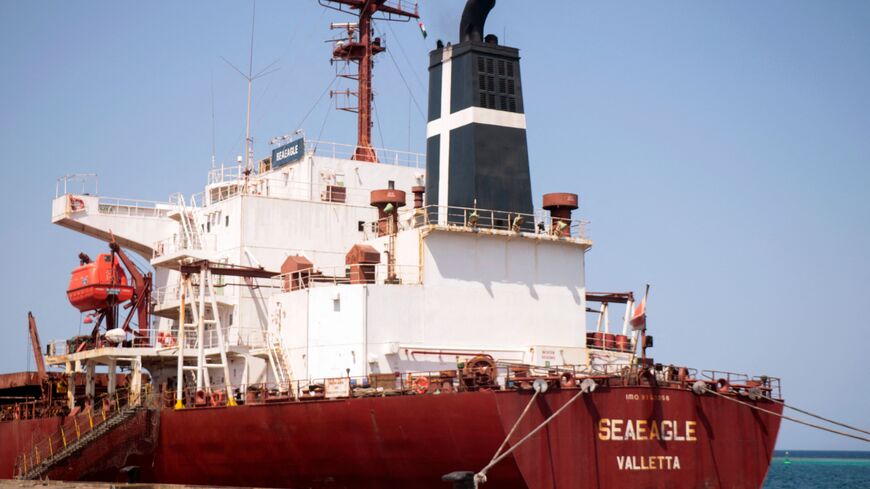 A picture shows a view of the SEAEAGLE, a vessel which reportedly left Ukraine with a cargo of wheat, anchored in Port Sudan on the Red Sea coast, on September 9, 2022. (Photo by -/AFP via Getty Images)