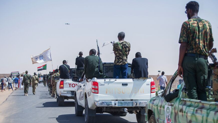 Members of the Sudanese army's Special Mission Forces battalion in the Northern State hold a parade in Karima city on May 19, 2024.
