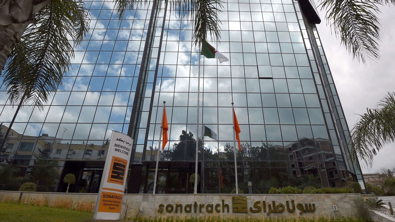 A picture taken on February 8, 2015, shows the headquarters of Algeria's state-owned energy giant Sonatrach in the capital Algiers.