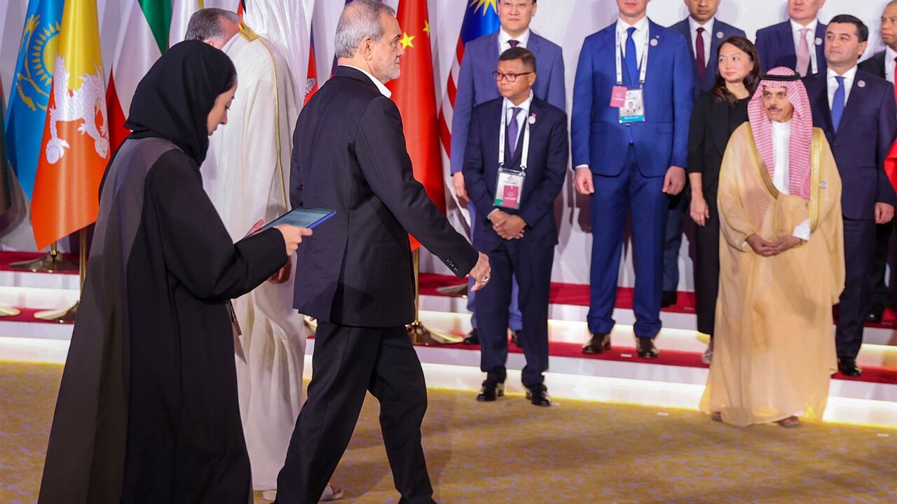 Iran's President Masoud Pezeshkian meets with regional leaders at the Asia Cooperation Dialogue in Doha on Oct. 2, 2024.