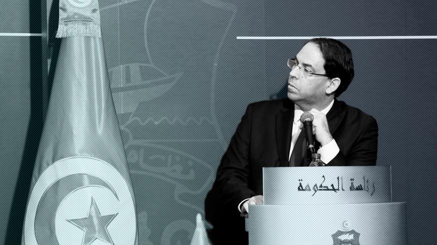 Tunisian Prime Minister Youssef Chahed attends a joint news conference with his Italian counterpart Giuseppe Conte in Tunis, Tunisia, April 30, 2019. REUTERS/Zoubeir Souissi - RC1B73BEC940